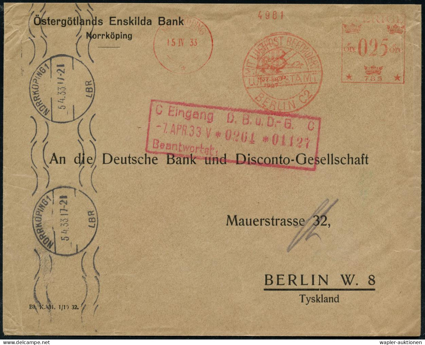 DEUTSCHE FLUGBESTÄTIGUNGSSTEMPEL - GERMAN AIR MAIL ARRIVAL POSTMARKS - OBLITERATION DE L'ARRIVEE (PORTS D'AVION) - ANNUL - Otros (Aire)