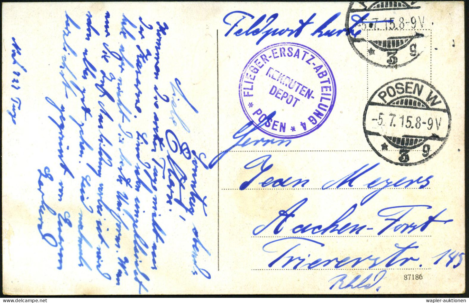 LUFTFELDPOST I. WK - AIR FORCE FIELD-POST WW.I - POSTE DE CAMPAGNE AERIENNE G.M. I. - POSTA AEREA MILITARE 1° GM - Flugzeuge