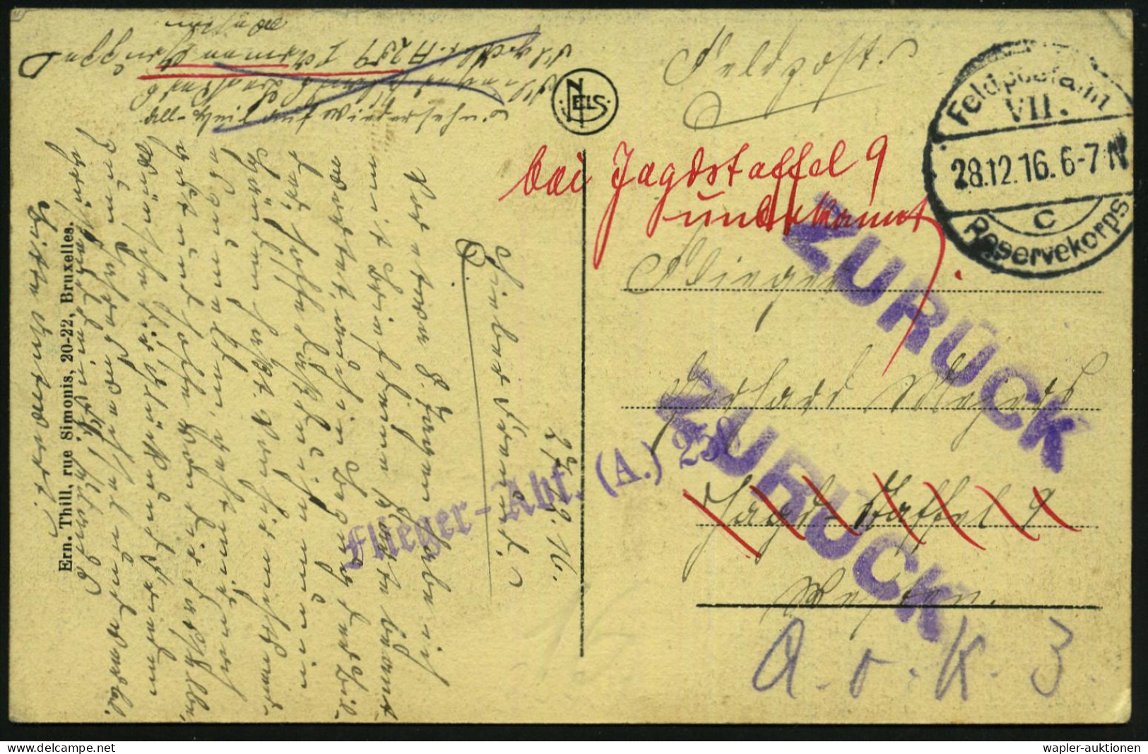 LUFTFELDPOST I. WK - AIR FORCE FIELD-POST WW.I - POSTE DE CAMPAGNE AERIENNE G.M. I. - POSTA AEREA MILITARE 1° GM - Avions