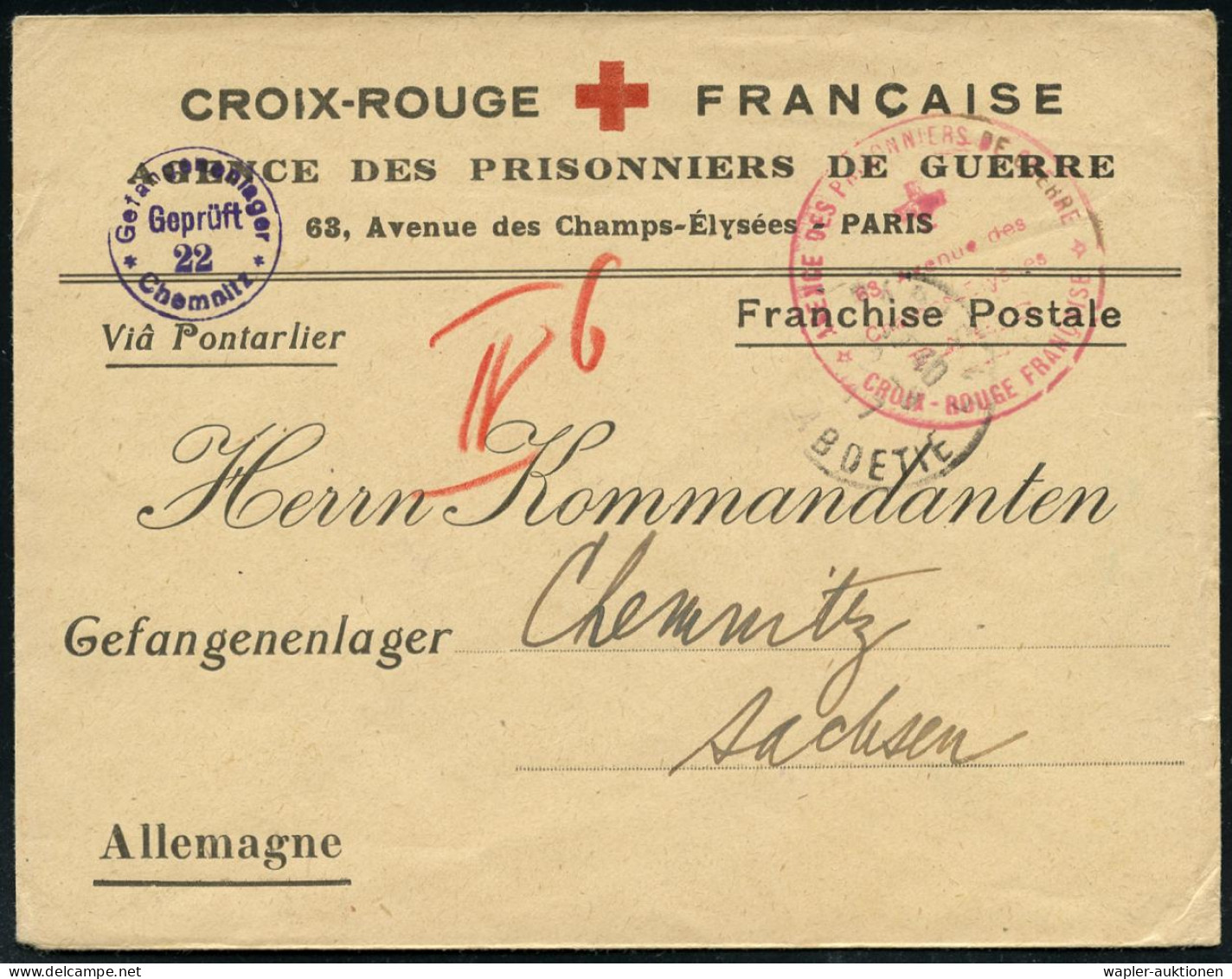 KGF-POST I.WELTKRIEG (1914-18) - P.O.W. MAIL WORLD WAR I (1914-18) - PRISONNIERS DE GUERRE MONDIAL I (1914-18) - POSTA D - Croix-Rouge