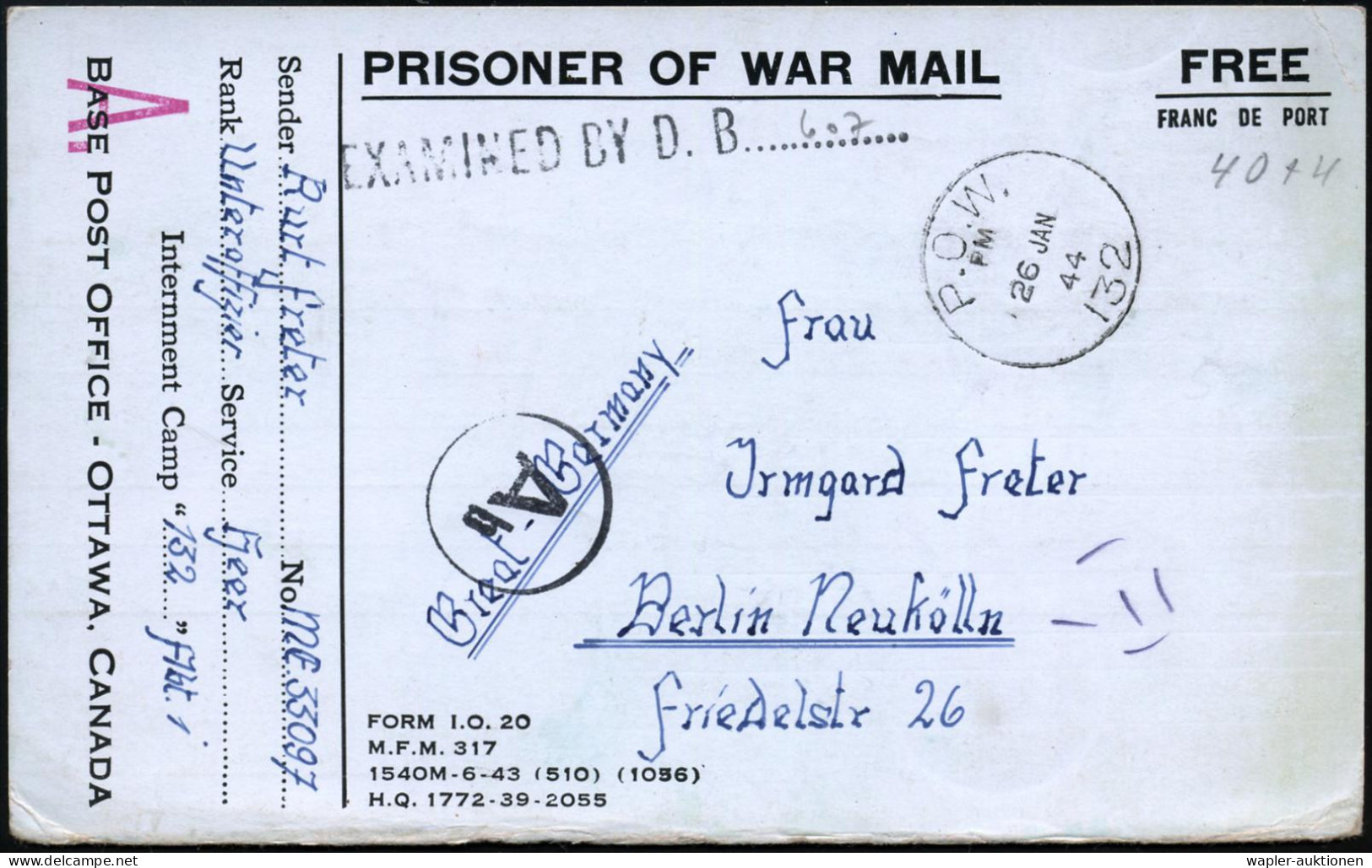 KGF-POST II. WELTKRIEG (1939-45) - P.O.W.-MAIL WW.II (1939-45) - PRISONNIERS DE GUERRE MONDIAL II (1939-45) - POSTA DI P - Red Cross