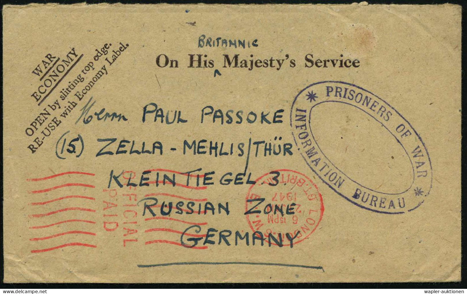 KGF-POST NACH DEM II. WELTKRIEG - P.O.W.-MAIL AFTER WW II - PRISONNIERS DE GUERRE APRES 1945 - POSTA DI PRIGIONIERI DOPO - Croix-Rouge