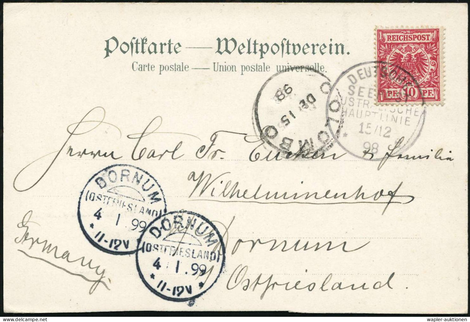 AMTLICHE DEUTSCHE SCHIFFSPOST (BPA): DEUTSCHES REICH BIS 1945 - GERMAN SEA-POST OFFICES: UNTIL 1945 - BUREAU DE POSTE A  - Marítimo