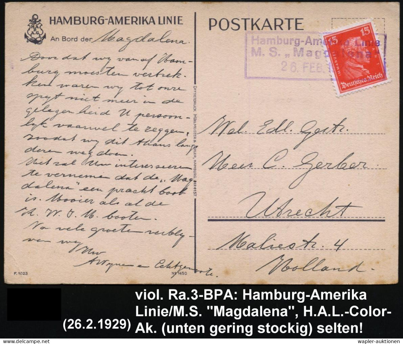 AMTLICHE DEUTSCHE SCHIFFSPOST (BPA): DEUTSCHES REICH BIS 1945 - GERMAN SEA-POST OFFICES: UNTIL 1945 - BUREAU DE POSTE A  - Maritime