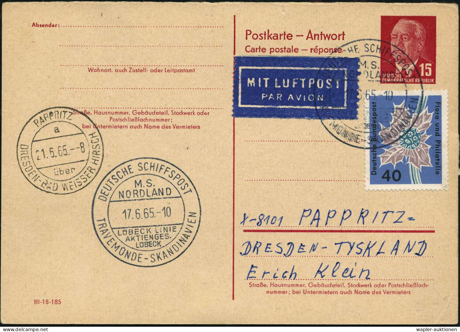 AMTLICHE DEUTSCHE SCHIFFSPOST (BPA): B.R.D. - GERMAN SEA-OST OFFICES: F.R.G. - BUREAU DE POSTE A BORD: R.F.A. - POSTA DI - Schiffahrt