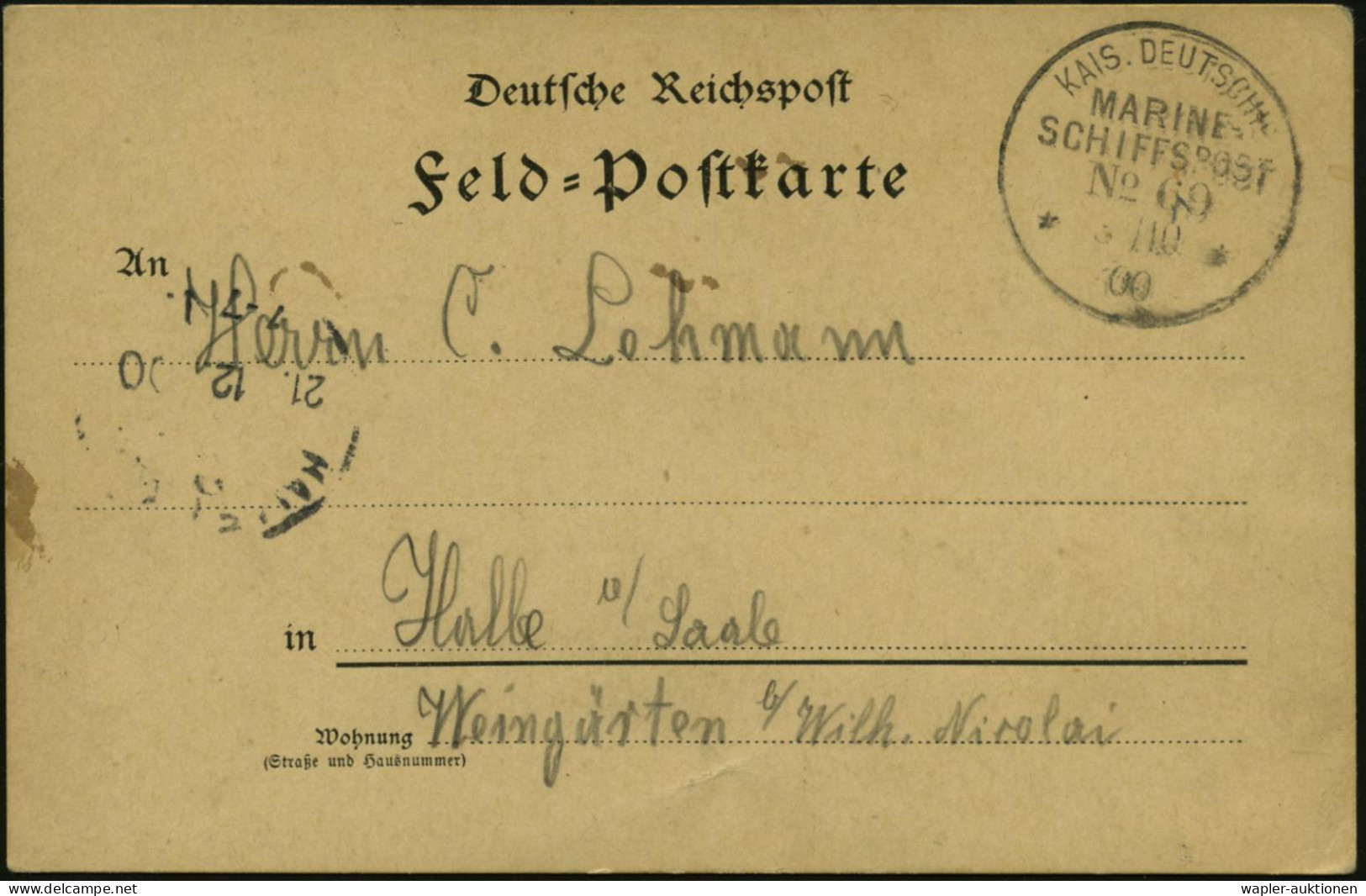 DEUTSCHE MARINESCHIFFSPOST (BIS 1.8.1914) - GERMAN PRE-WAR NAVAL SEA POST (UNTIL 1.8.1914) - POSTE NAVALE ALLEMANDE (JUS - Schiffahrt