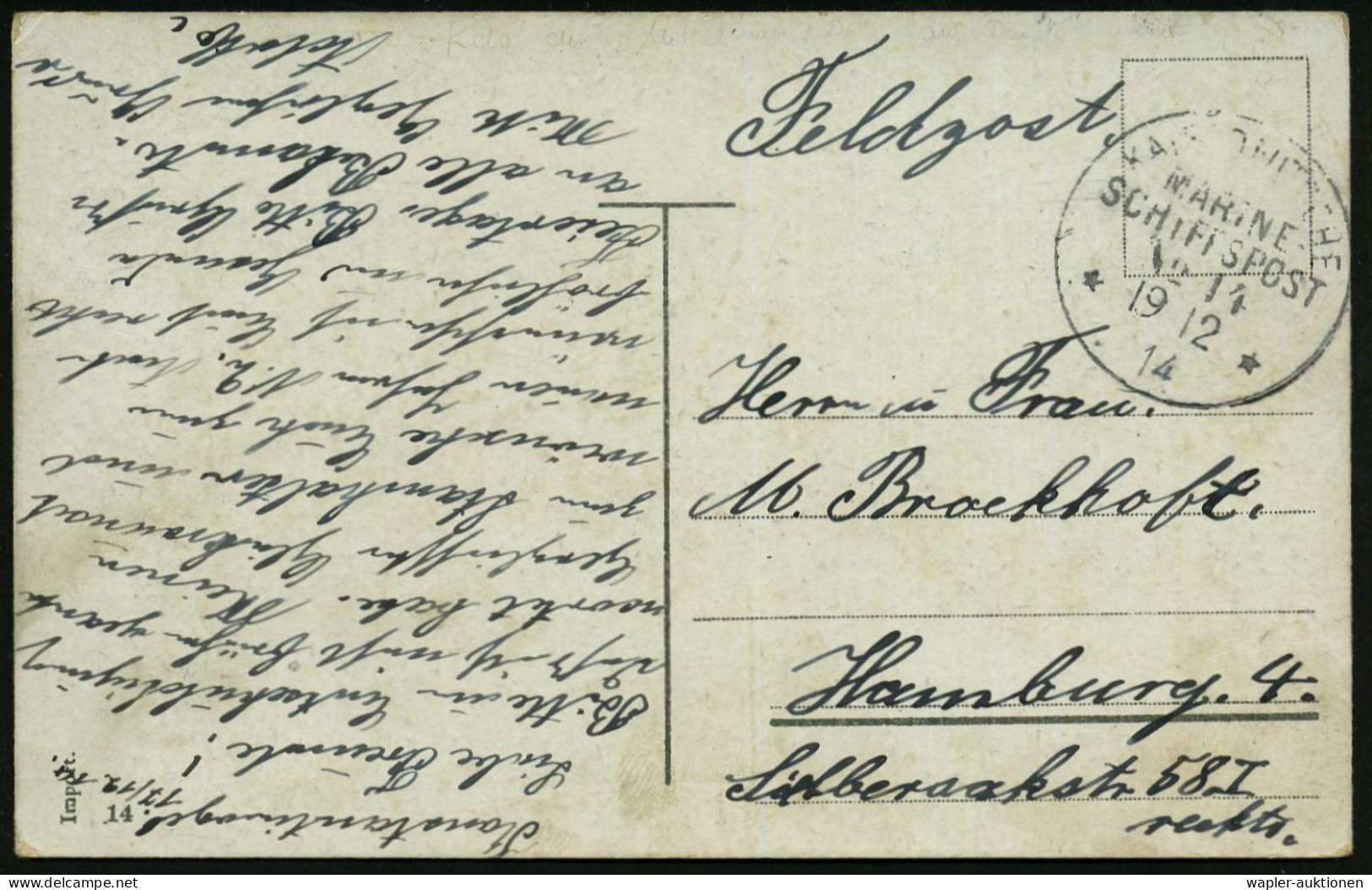 DEUTSCHE MARINESCHIFFSPOST I. WK. (1914 -18) - GERMAN NAVAL SEA POST OFFICE  WW.I (1914 -18) - POSTE NAVALE ALLEMANDE G. - Marítimo