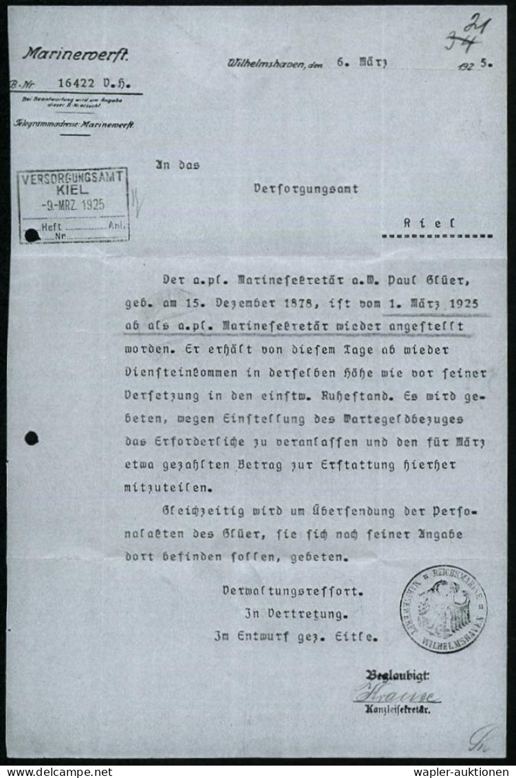 DEUTSCHE MARINE / DIENSTPOST 1919-1933 - GERMAN NAVAL MAIL (SERVICES) 1919-33 - POSTE NAVALE ALLEMANDE (SERVICES) 1919-3 - Schiffahrt