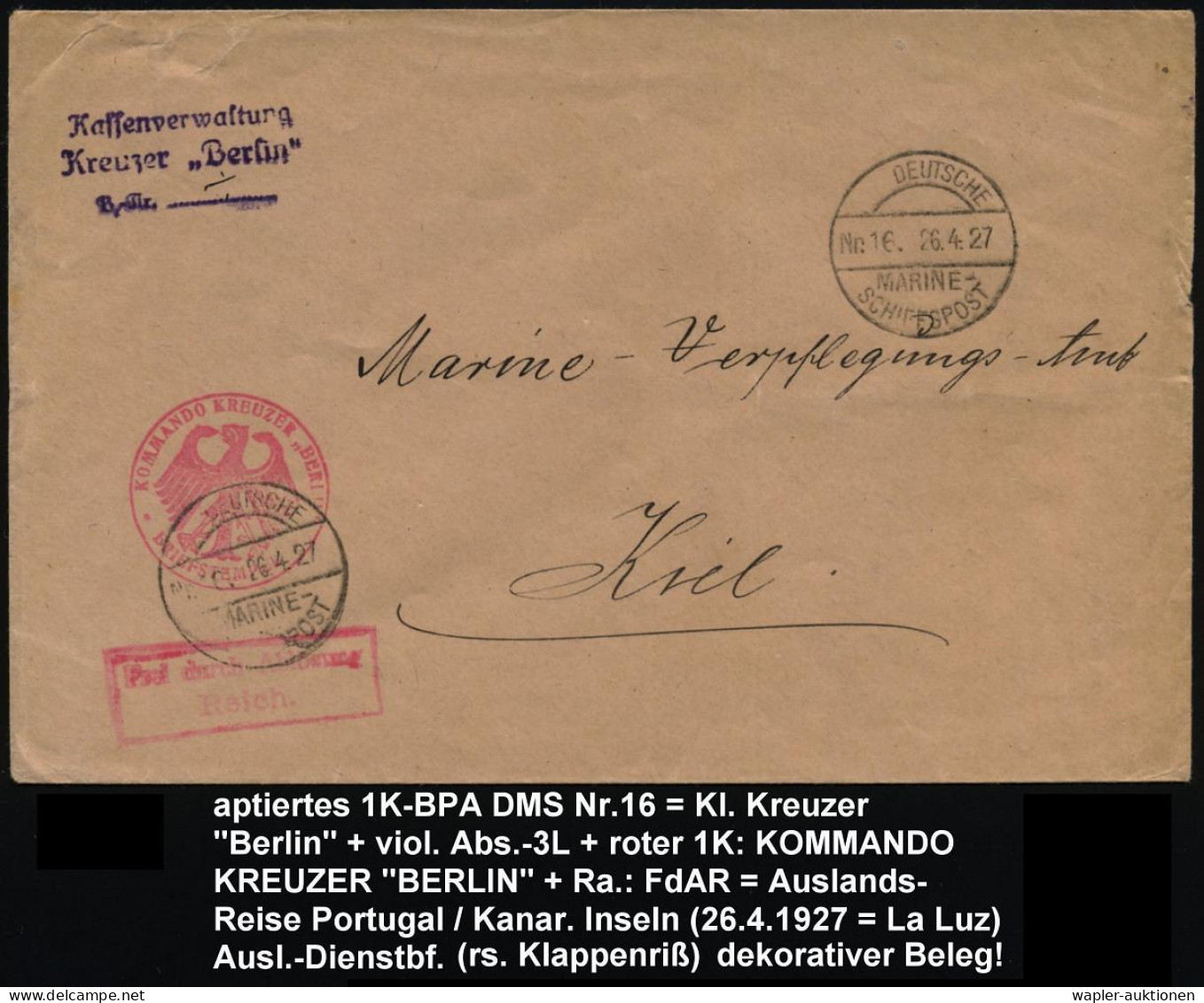 DEUTSCHE MARINE-SCHIFFSPOST  1919 - 1932/33 - GERMAN NAVAL SEA POST (SHIPS) 1919 - 1932/33 - POSTE NAVALE ALLEMANDE (BAT - Maritime