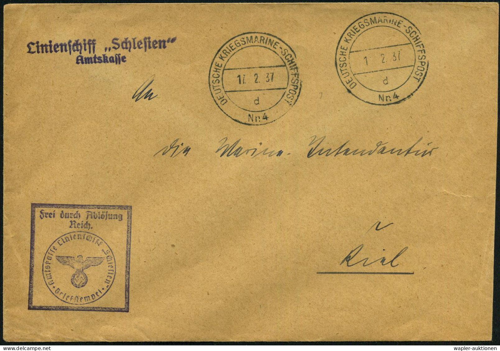 DEUTSCHE MARINE-SCHIFFSPOST 1933-1939 - GERMAN NAVAL SEA POST 1933-39 - POSTE NAVALA ALLEMANDE 1933-39 - MARINA MILITARE - Schiffahrt