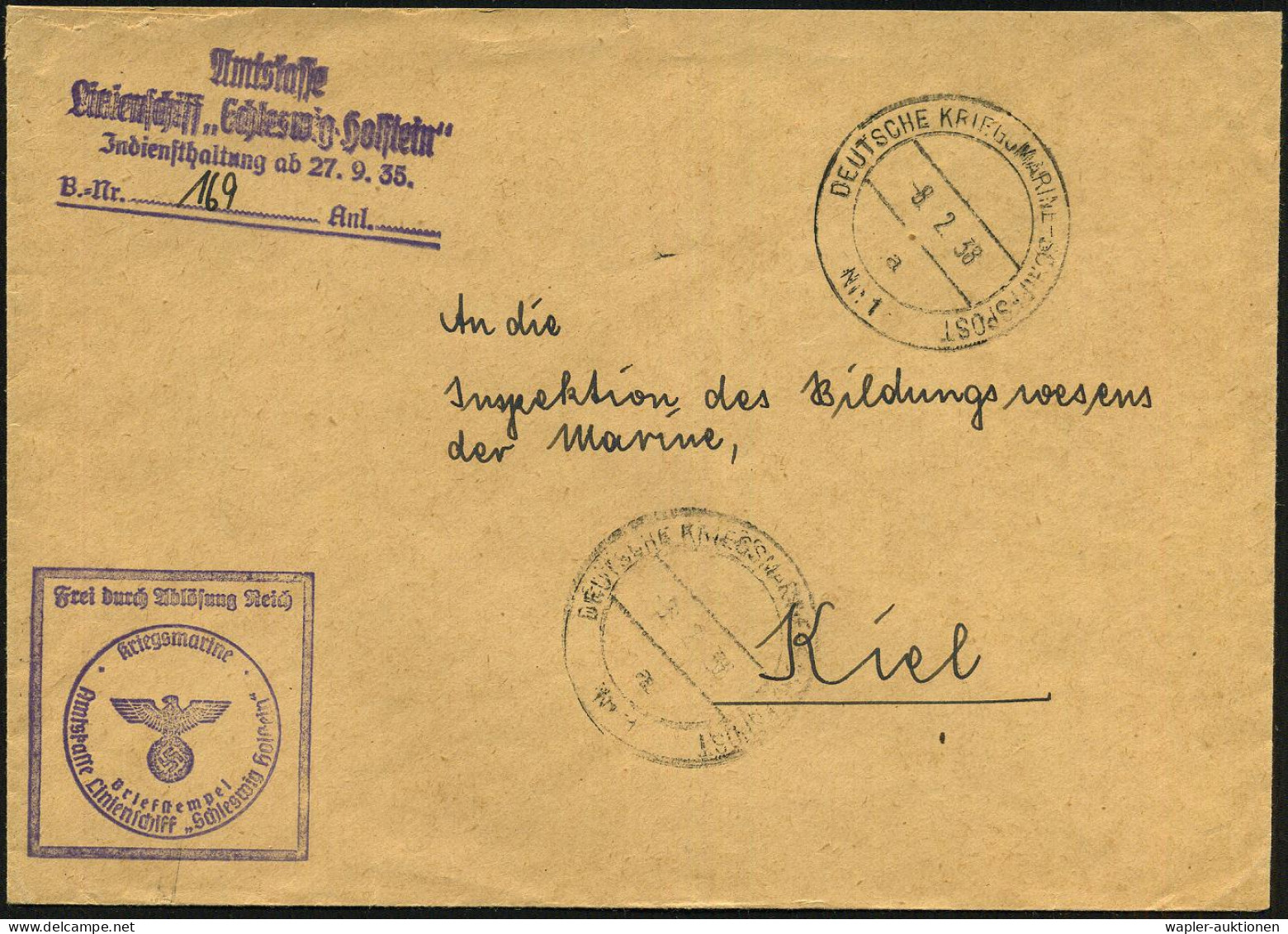 DEUTSCHE MARINE-SCHIFFSPOST 1933-1939 - GERMAN NAVAL SEA POST 1933-39 - POSTE NAVALA ALLEMANDE 1933-39 - MARINA MILITARE - Maritime