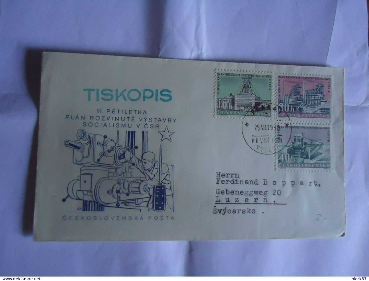 CZECHOSLOVAKIA  FDC  1950 FACTORY TRACTER - Sonstige & Ohne Zuordnung