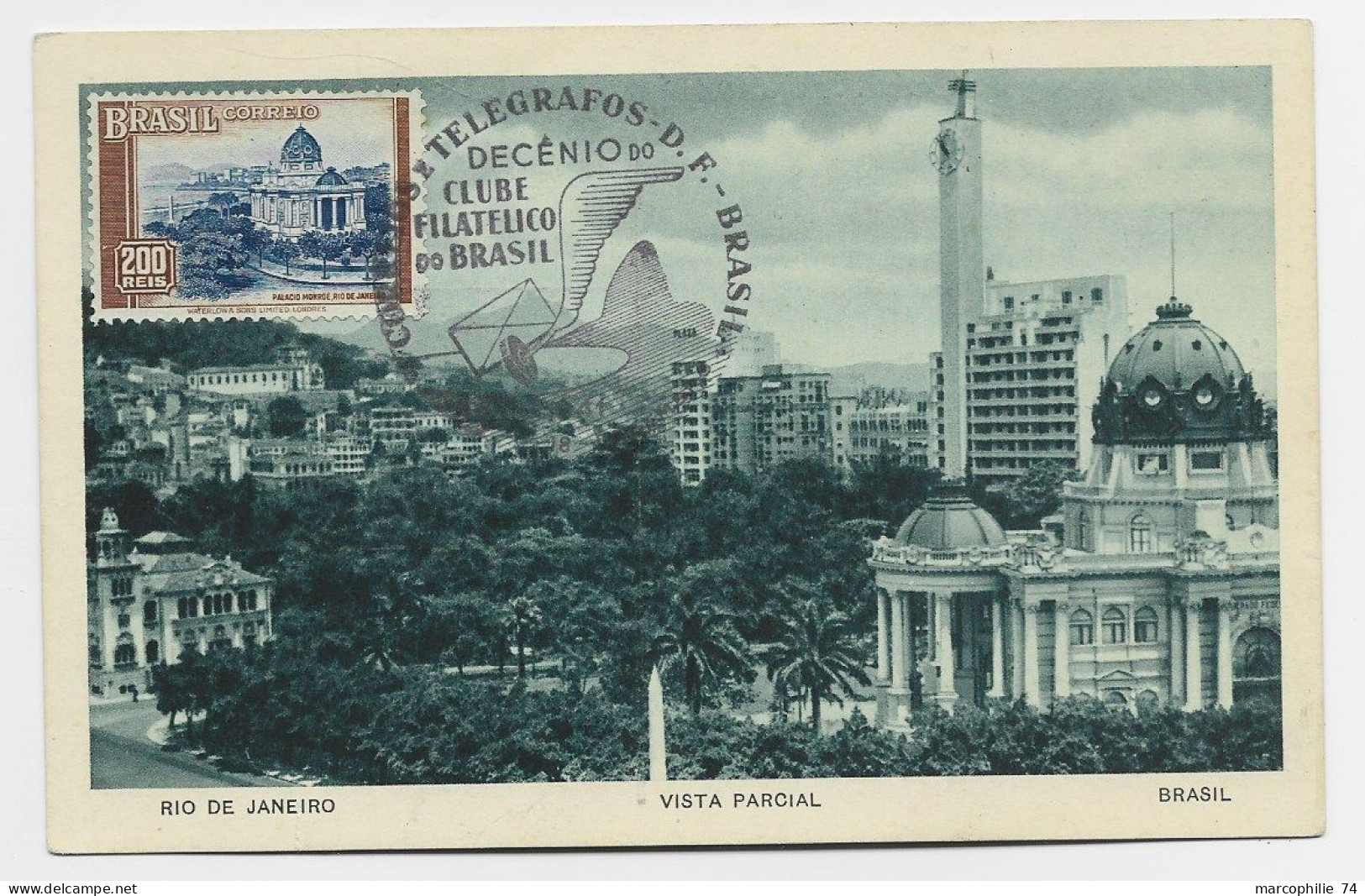 BRASIL 200REIS  TARJETA CARTE MAXIMUM  TELEGRAFOS RIO DE JANEIRO 1941 - Cartoline Maximum