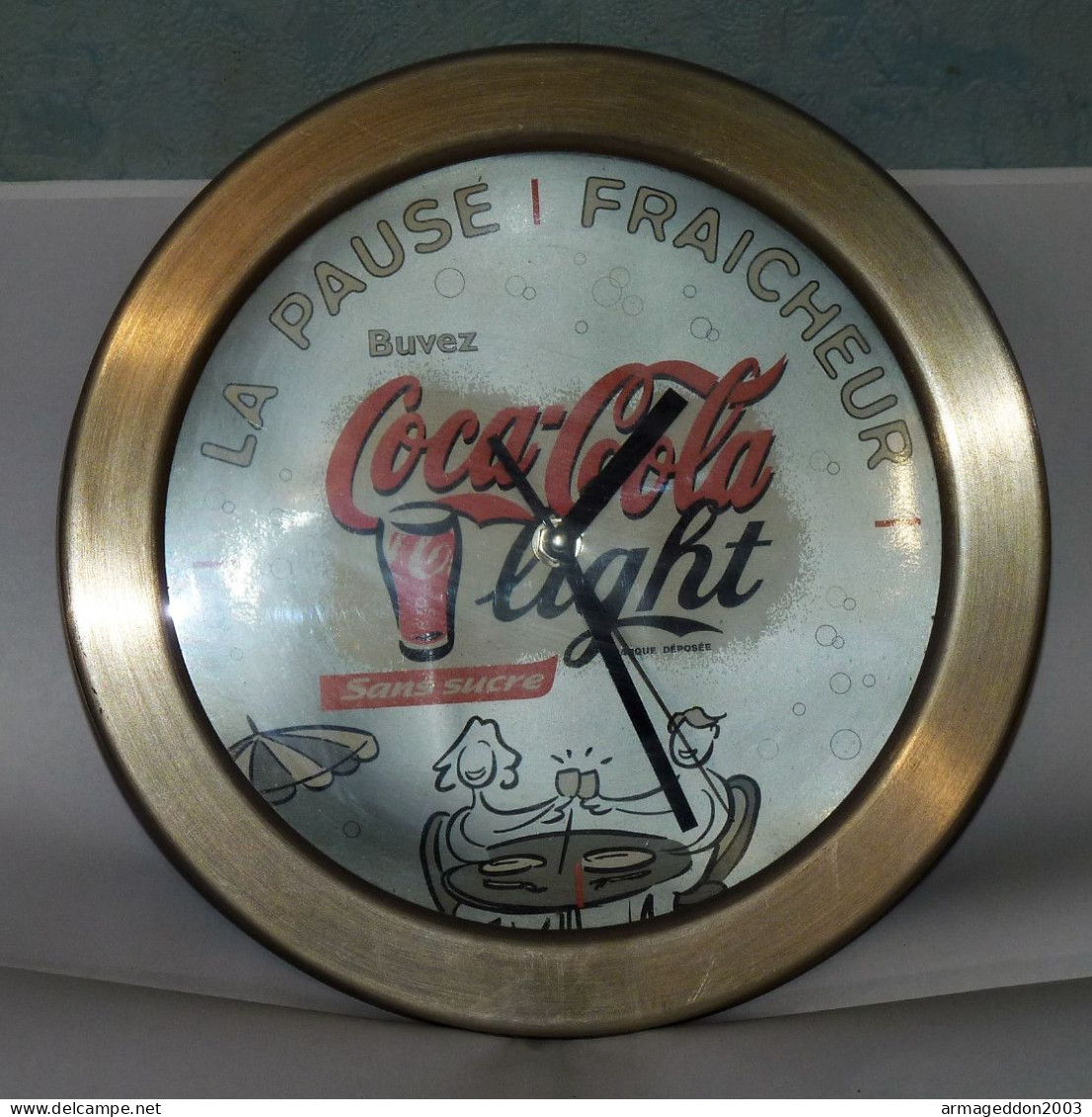 VINTAGE ANCIENNE HORLOGE PENDULE COCA COLA LIGHT LA PAUSE FRAICHEUR FONCTIONNE - Andere & Zonder Classificatie