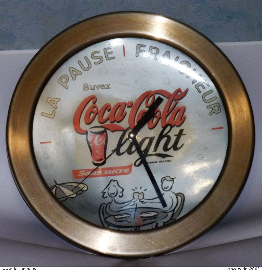 VINTAGE ANCIENNE HORLOGE PENDULE COCA COLA LIGHT LA PAUSE FRAICHEUR FONCTIONNE - Altri & Non Classificati