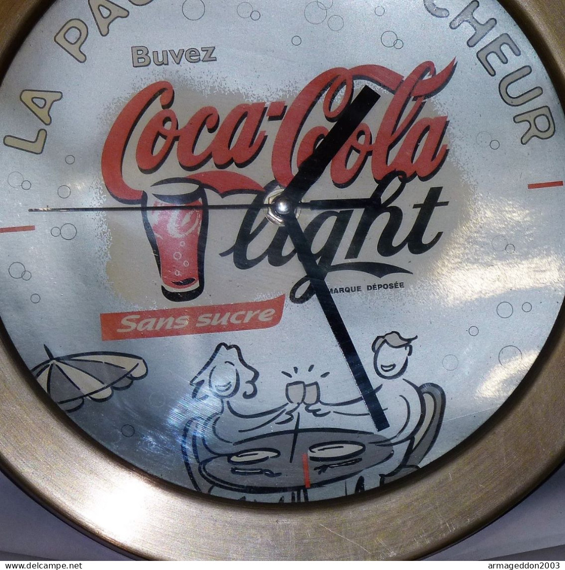 VINTAGE ANCIENNE HORLOGE PENDULE COCA COLA LIGHT LA PAUSE FRAICHEUR FONCTIONNE - Altri & Non Classificati