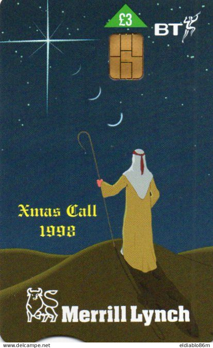 UNITED KINGDOM - CHIP CARD - PRO450 - MERRILL LYNCH - XMAS CALL 1998 - CHRISTMAS - NATIVITY - BT Promotionnelles