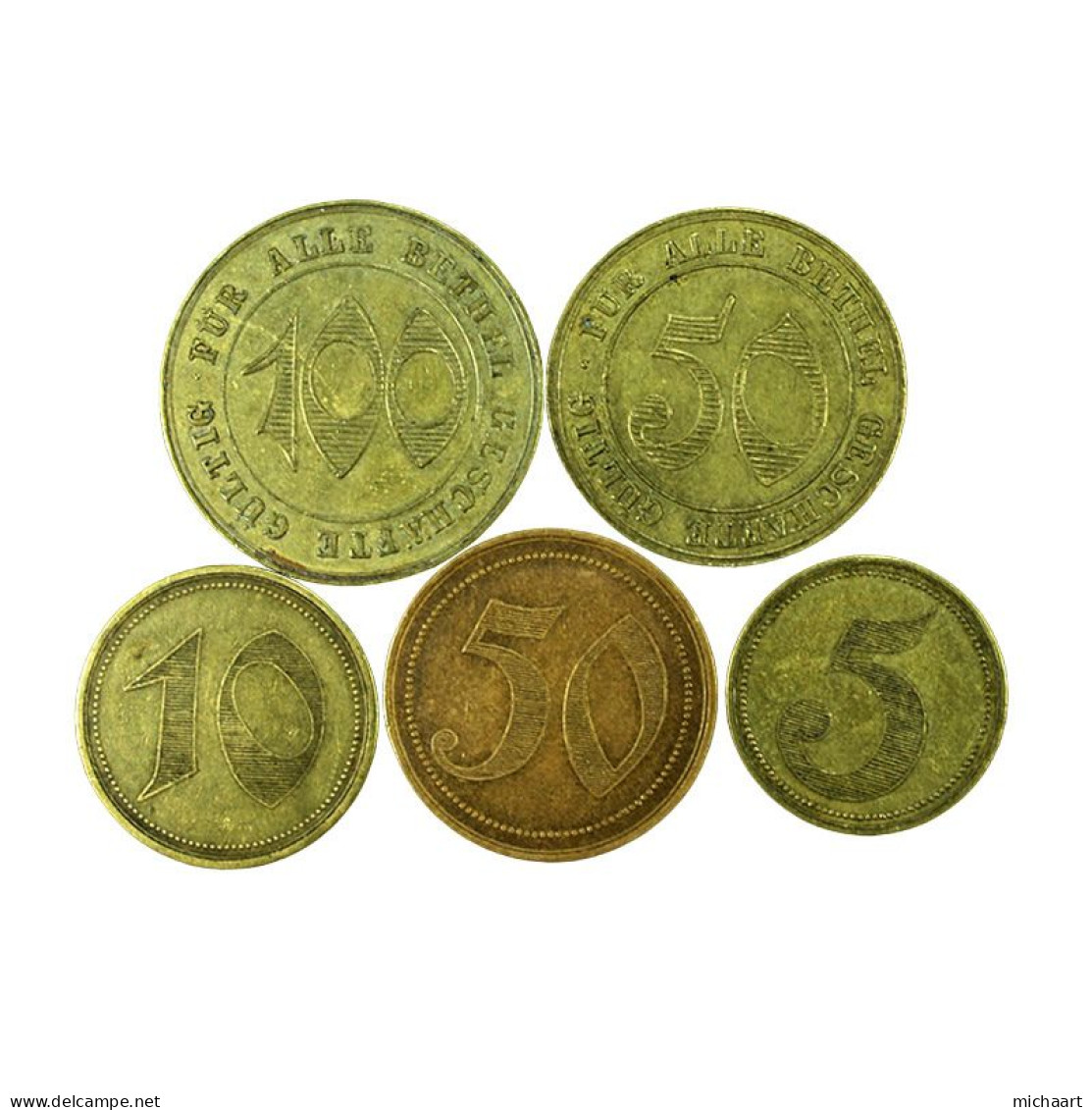 Token Bielefeld Bethel Shops Lot Of 5 Germany 5 10 50 100 Pfennig 03753 - Monétaires/De Nécessité