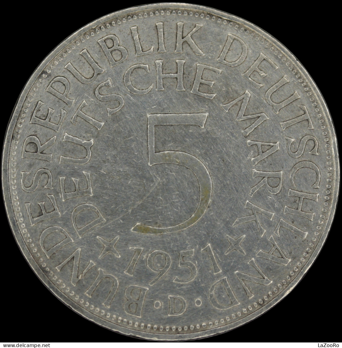 LaZooRo: Germany 5 MARK 1951 D VF / XF - Silver - 5 Mark