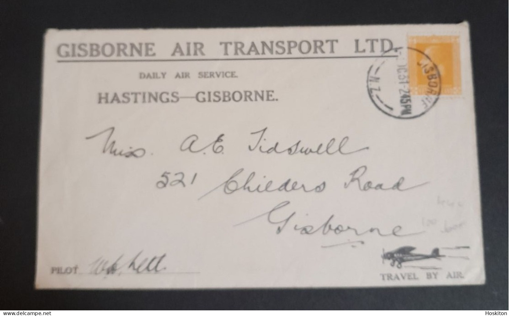 Cisborne Air Transport Ltd Hastings Gisborne Special Printed Cover. - Briefe U. Dokumente