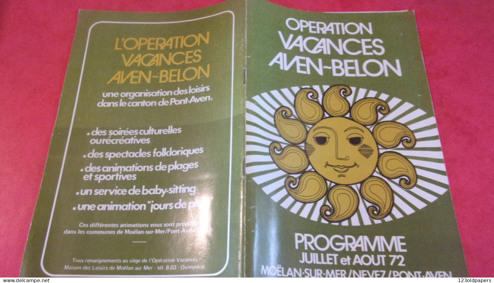 DEPLIANT 1972 VACANCES AVEN BELON  MOELAN SUR MER NEVEZ PONT AVEN - Toeristische Brochures