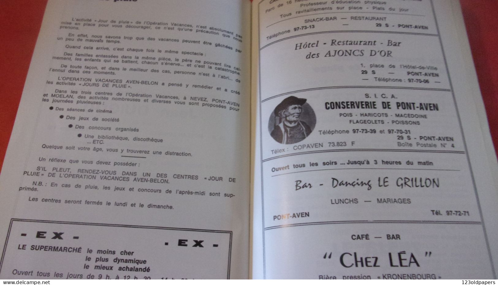DEPLIANT 1972 VACANCES AVEN BELON  MOELAN SUR MER NEVEZ PONT AVEN - Toeristische Brochures