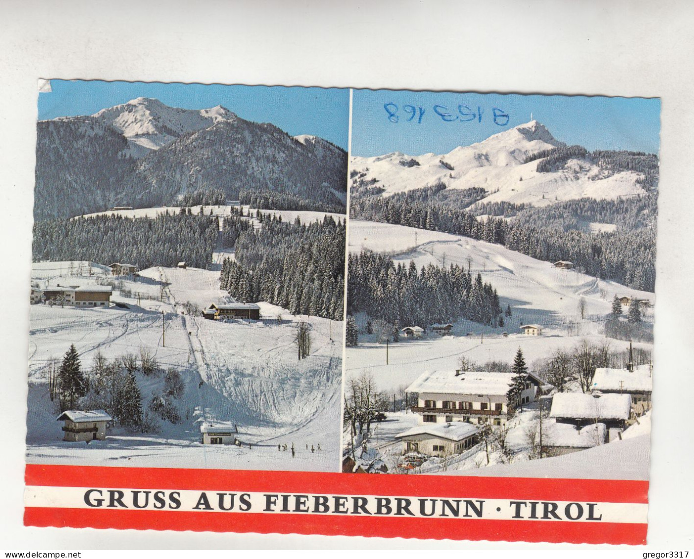 D3809) GRUSS Aus FIEBERBRUNN - Tirol - ZWEIBILD AK Verschneite Häuser U. Skilift - Fieberbrunn