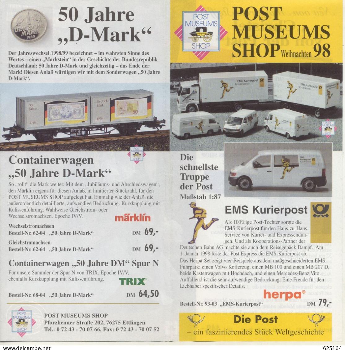 Catalogue POST MUSEUMS SHOP 1998 Weihnachten Marklin Herpa Schuco Wiking - Deutsch