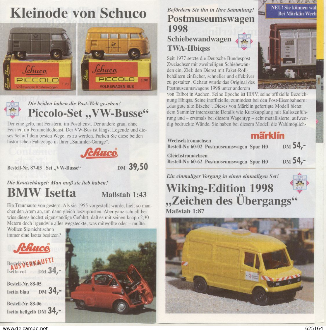 Catalogue POST MUSEUMS SHOP 1998 Weihnachten Marklin Herpa Schuco Wiking - Duits