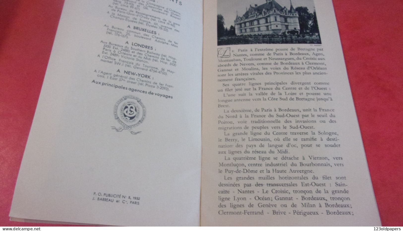 DEPLIANT 1932  VERS TOURAINE BRETAGNE MASSIF CENTRAL UZERCHE CHEMINS FER ILLLUSTRE ZOUCHET - Tourism Brochures