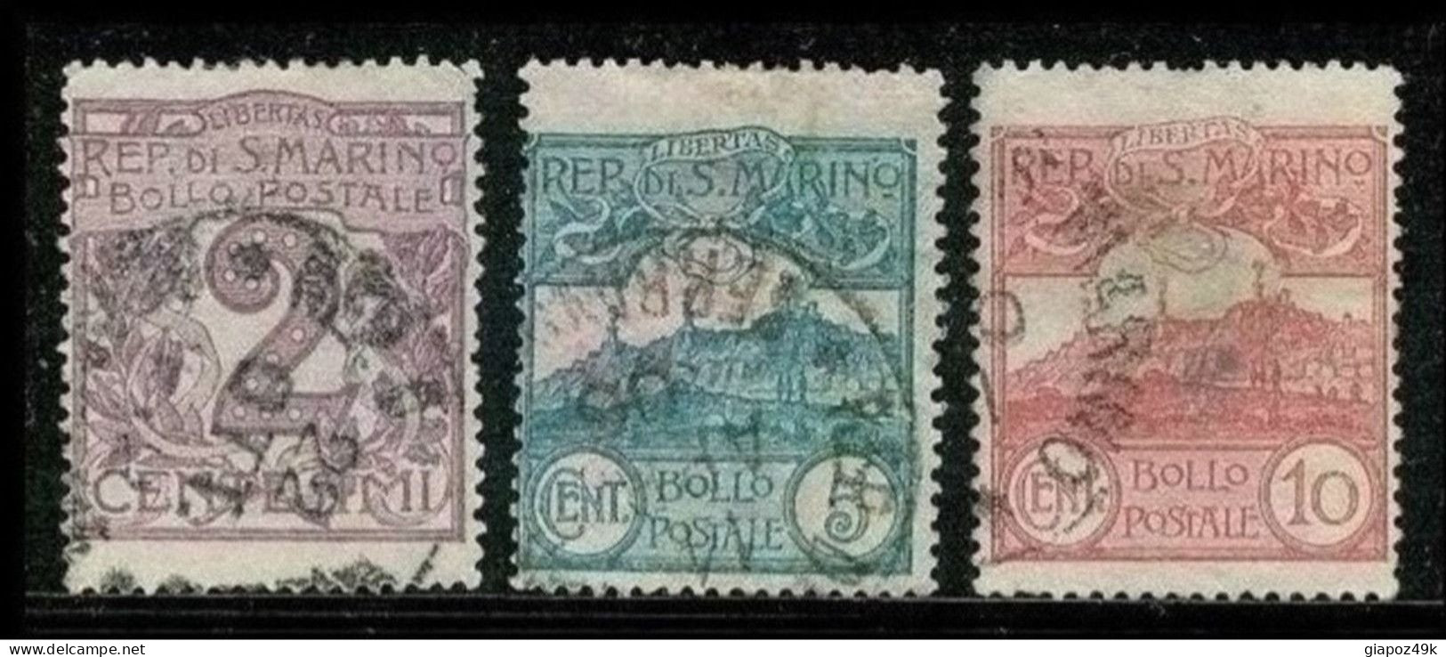 ● San MARINO 1903 ֍ Cifra E Vedute ● N. 34 / 36  Usati ● Cat. 36 € ● Lotto N. 73 ● - Used Stamps