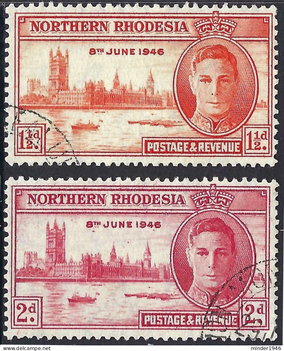 NORTHERN RHODESIA 1946 KGVI 1½d/2d Victory Set SG46/47 FU - Northern Rhodesia (...-1963)