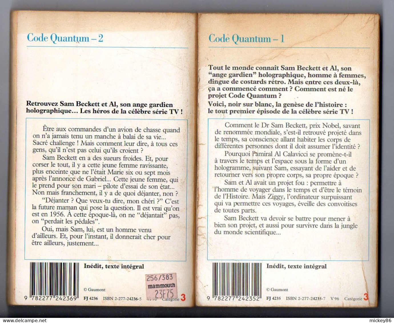 J'AI LU --Science-fiction--CODE QUANTUM -- N° 1 à 5 -- Lot De 5 Livres De Poche En Bon état--scannés Rectos-versos - J'ai Lu