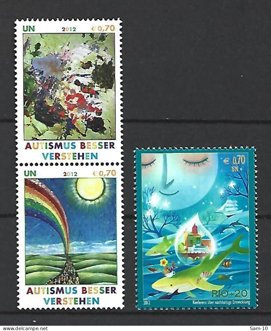 Timbre Nation Unies De Vienne Neuf ** N 754 / 755 + 761  Vendu Au Prix De La Poste - Unused Stamps