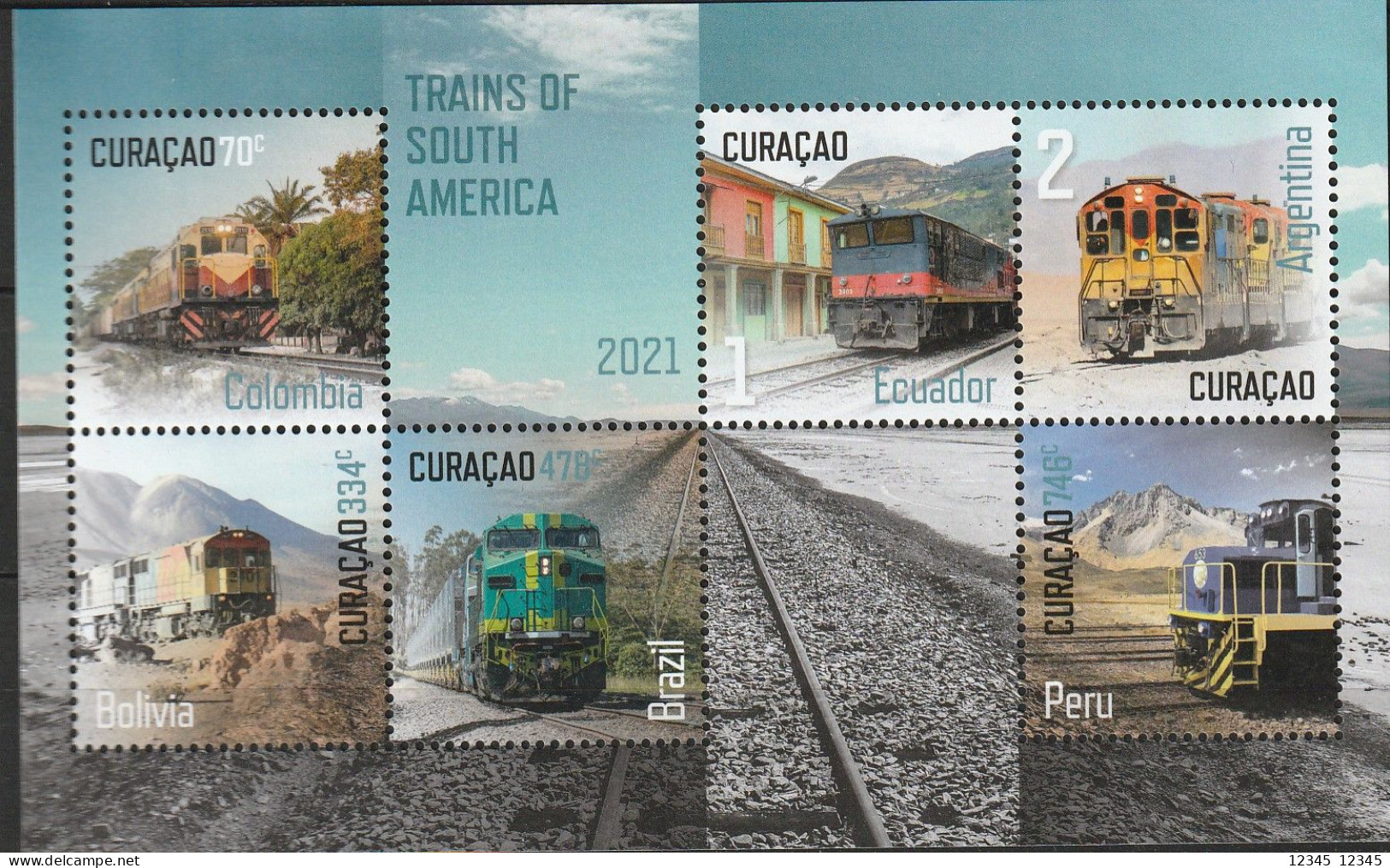 Curacao 2021, Postfris MNH, Trains Of South America - Curaçao, Nederlandse Antillen, Aruba