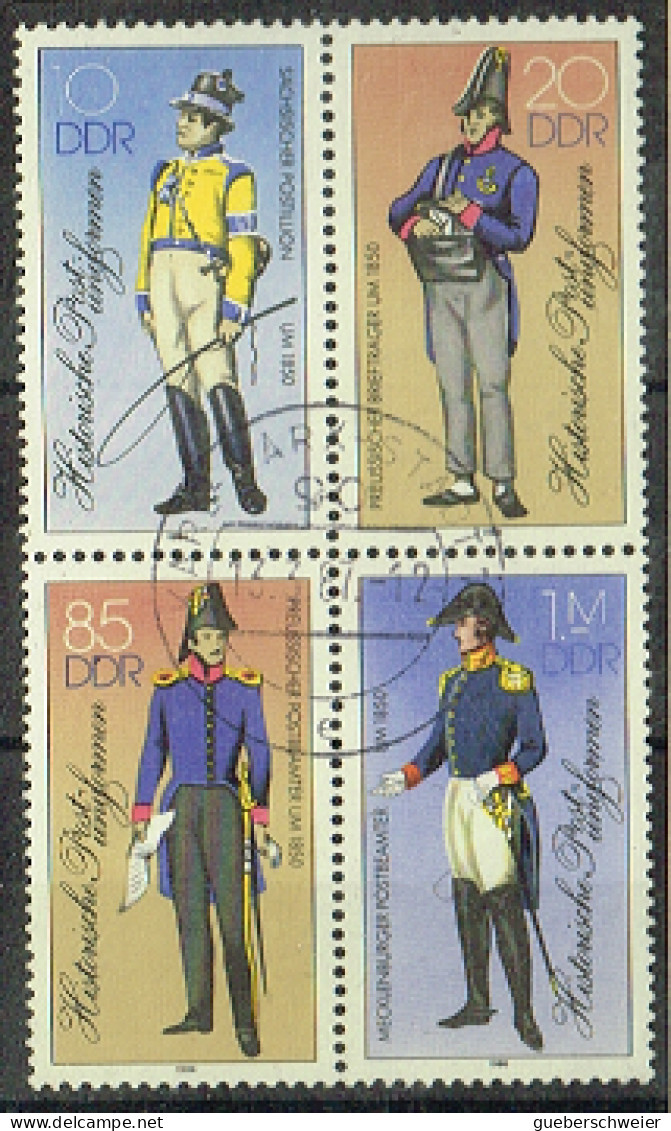 POST 52 - ALLEMAGNE DEMOCRATIQUE N° 2620/23 Bloc De 4 Obl. Uniformes Historiques De Facteurs - Gebraucht