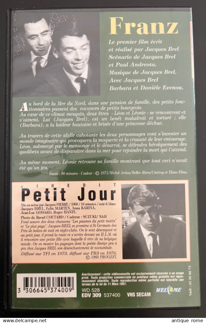 BREL_ 2 FILMS VHS RARESn FRANZ, LES ASSASSINS DE L'ORDRE En Parfait Etat + En CADEAU 1 Film Enregistré - Clásicos