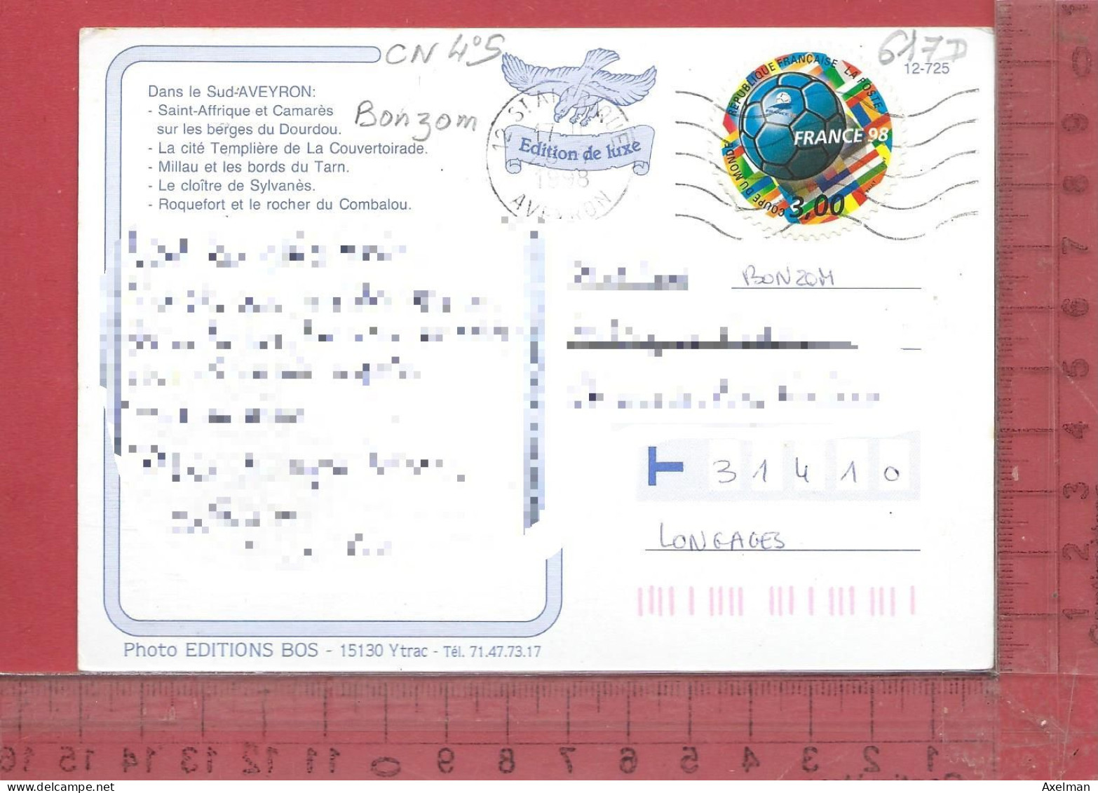 CARTE NOMINATIVE :  BONZOM  à  31410  Longages - Genealogía