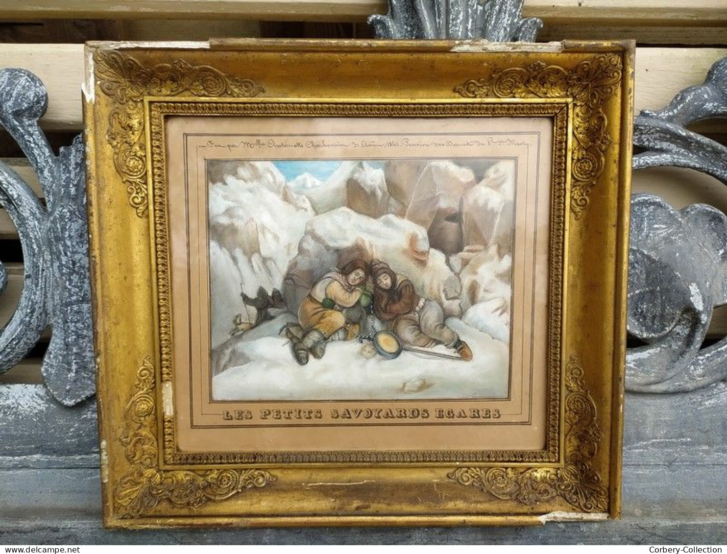 Tableau Dessin Pastel Les Petits Savoyards Égarés 1841 - Pastel