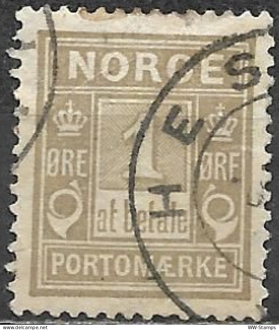 Norway Used Postage Due Stamp At Betale Posthorn 1 Ore [WLT1275] - Usados