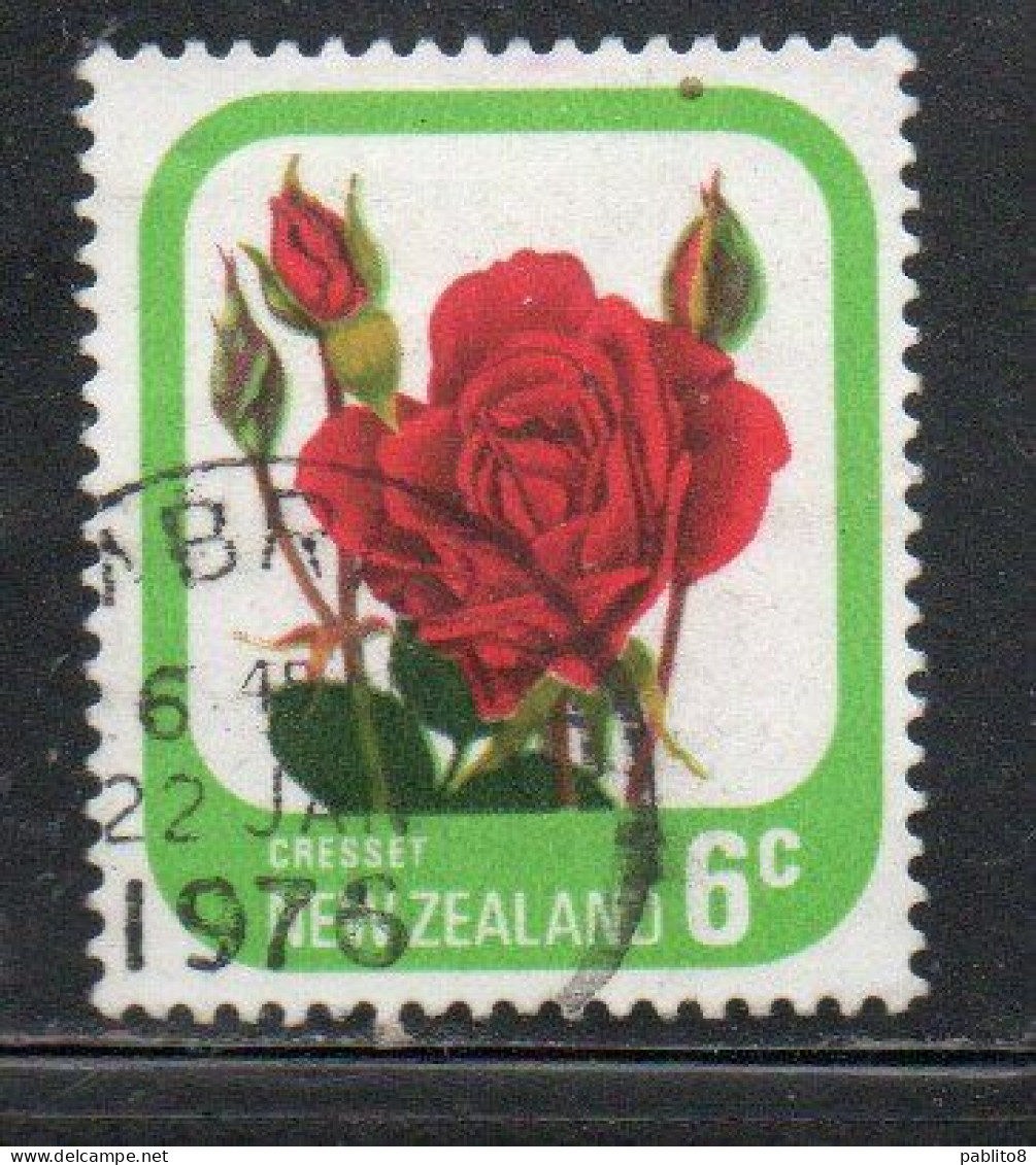 NEW ZEALAND NUOVA ZELANDA 1975 ROSES FLORA FLOWERS CRESSET 6c USED USATO OBLITERE' - Used Stamps