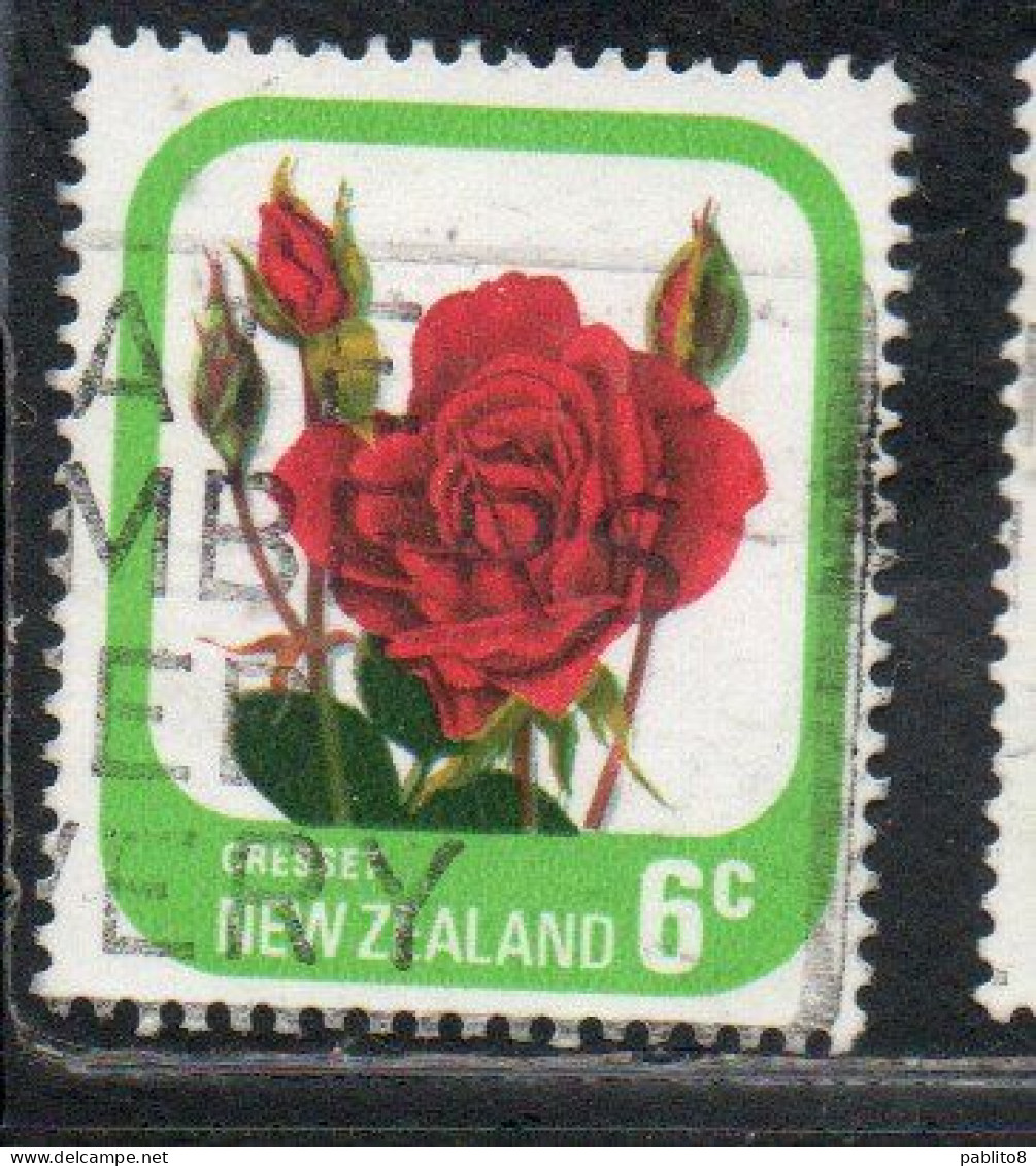 NEW ZEALAND NUOVA ZELANDA 1975 ROSES FLORA FLOWERS CRESSET 6c USED USATO OBLITERE' - Used Stamps