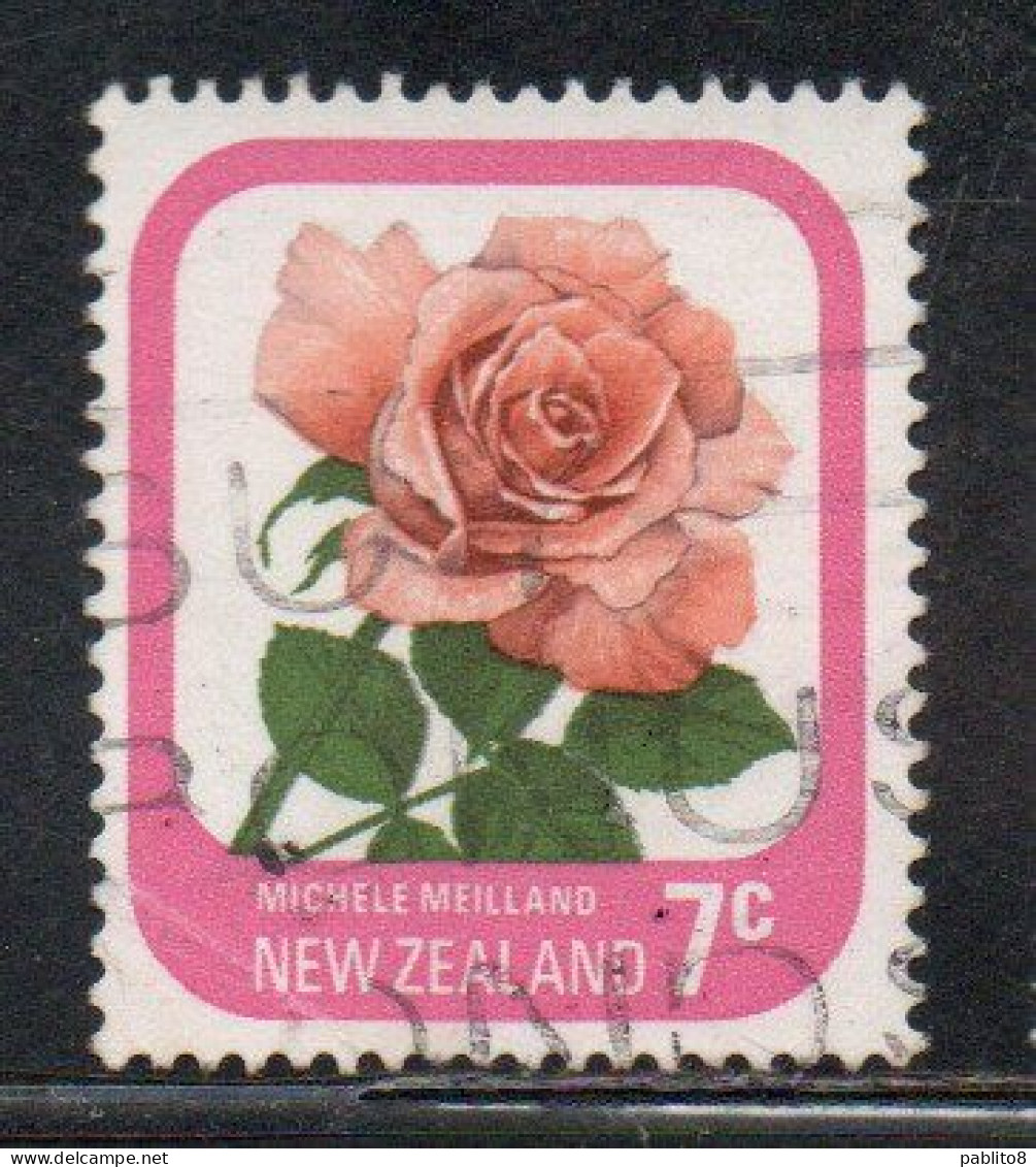 NEW ZEALAND NUOVA ZELANDA 1975 ROSES FLORA FLOWERS MICHELE MEILLAND 7c USED USATO OBLITERE' - Oblitérés