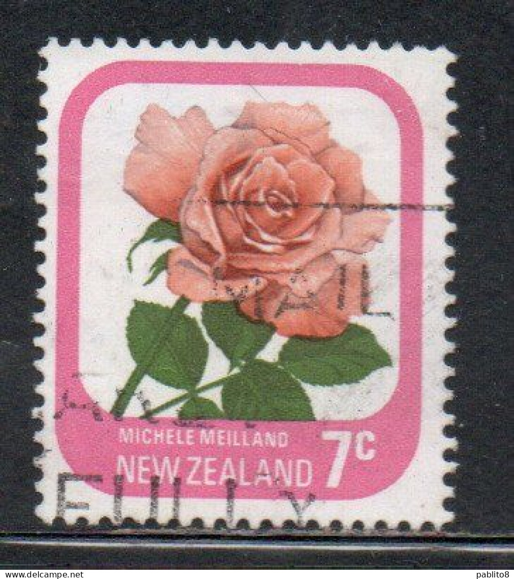 NEW ZEALAND NUOVA ZELANDA 1975 ROSES FLORA FLOWERS MICHELE MEILLAND 7c USED USATO OBLITERE' - Oblitérés