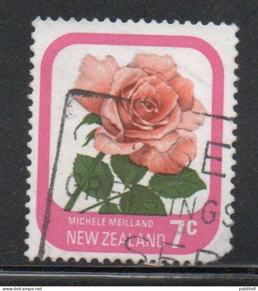 NEW ZEALAND NUOVA ZELANDA 1975 ROSES FLORA FLOWERS MICHELE MEILLAND 7c USED USATO OBLITERE' - Oblitérés