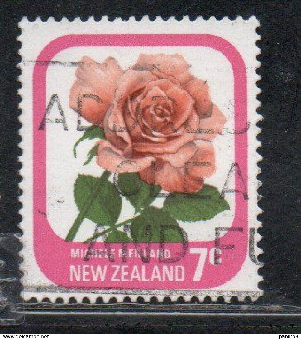 NEW ZEALAND NUOVA ZELANDA 1975 ROSES FLORA FLOWERS MICHELE MEILLAND 7c USED USATO OBLITERE' - Used Stamps