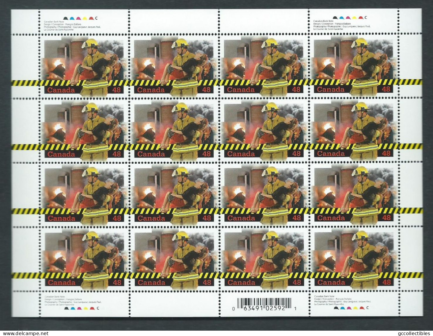 Canada # 1986 Full Pane Of 16 MNH - Canada's Volunteer Firefighters - Feuilles Complètes Et Multiples