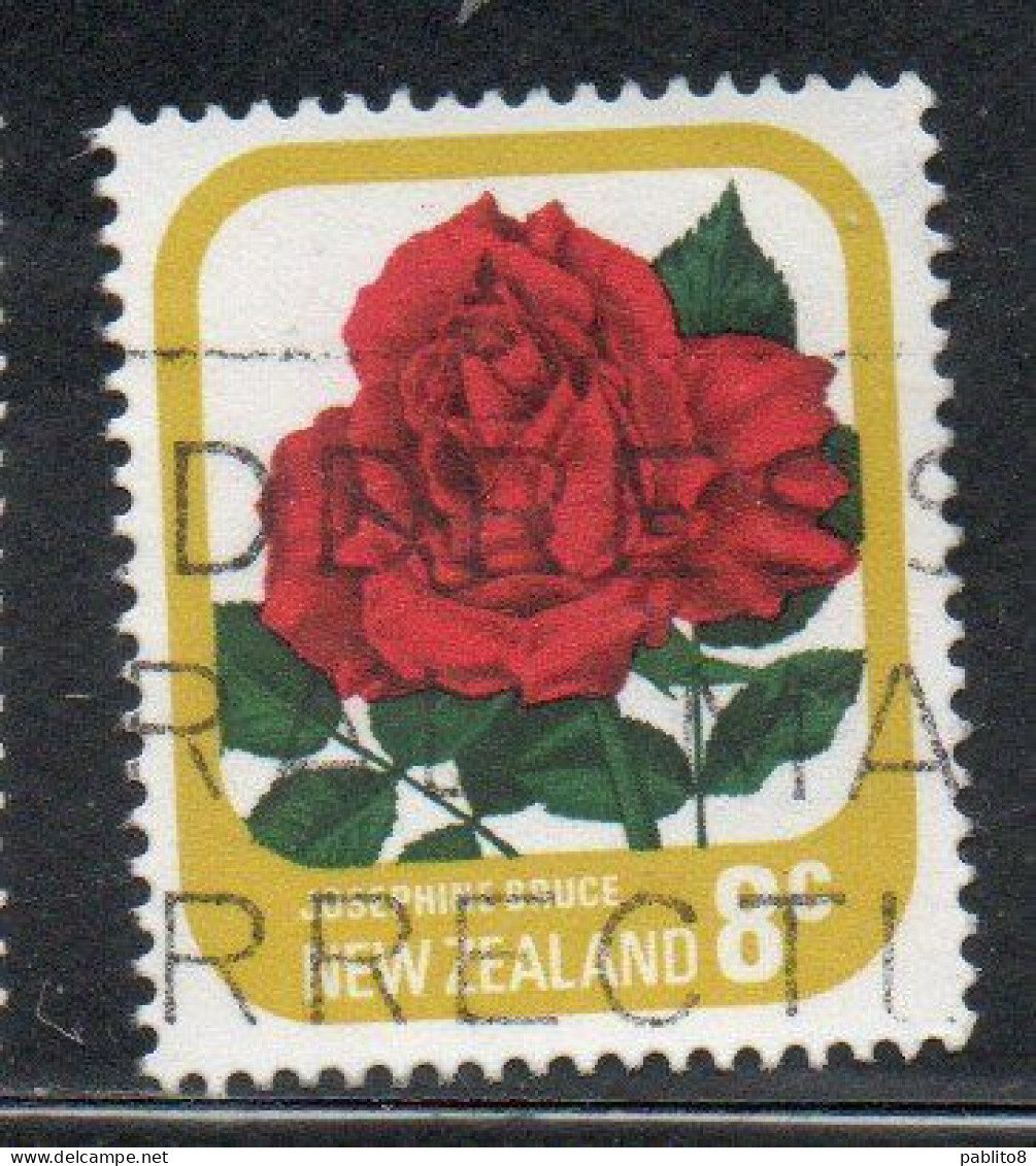 NEW ZEALAND NUOVA ZELANDA 1975 ROSES FLORA FLOWERS JOSEPHINE BRUCE 8c USED USATO OBLITERE' - Used Stamps