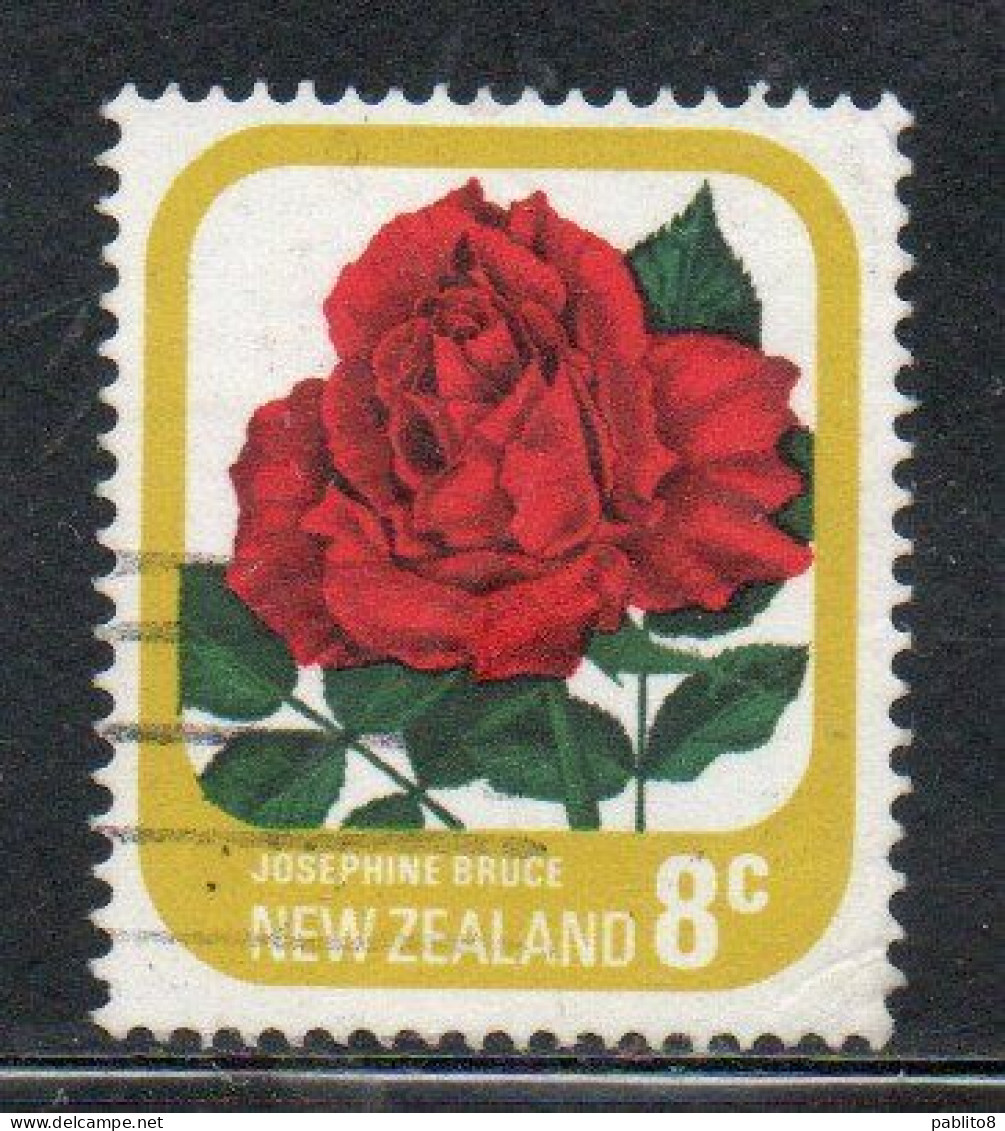 NEW ZEALAND NUOVA ZELANDA 1975 ROSES FLORA FLOWERS JOSEPHINE BRUCE 8c USED USATO OBLITERE' - Used Stamps