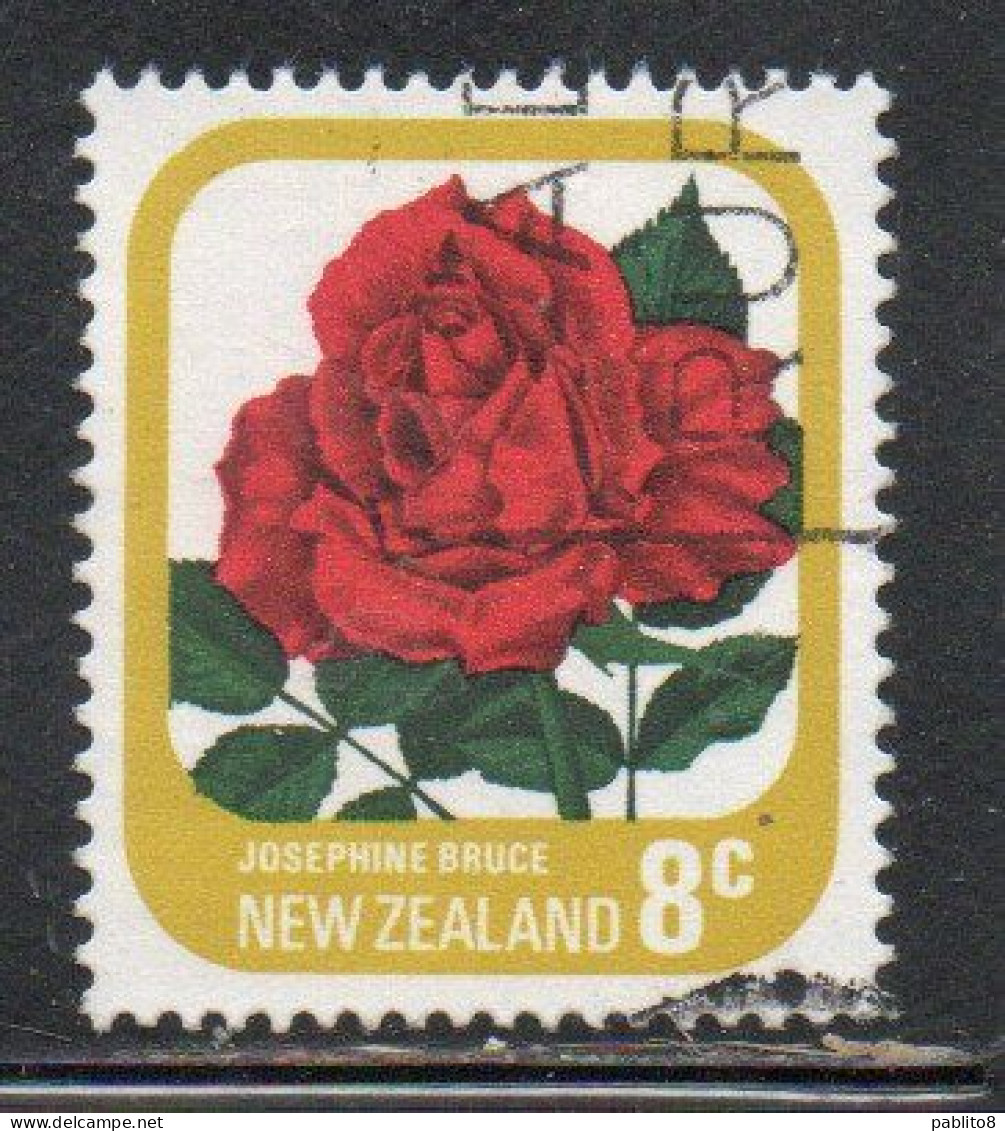 NEW ZEALAND NUOVA ZELANDA 1975 ROSES FLORA FLOWERS JOSEPHINE BRUCE 8c USED USATO OBLITERE' - Oblitérés